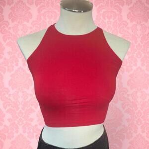 ❤️🔥 AMERICAN APPAREL HIGH NECK CROP TOP - RED 🔥❤️